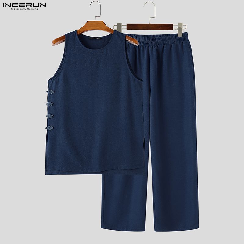INCERUN Men's Sets Solid Vinta - Matcha 评论和价格