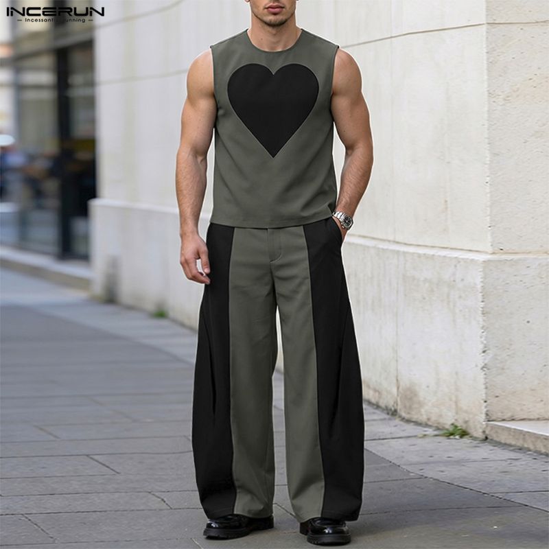 INCERUN Men's Sets Patchwork C - Matcha 评论和价格