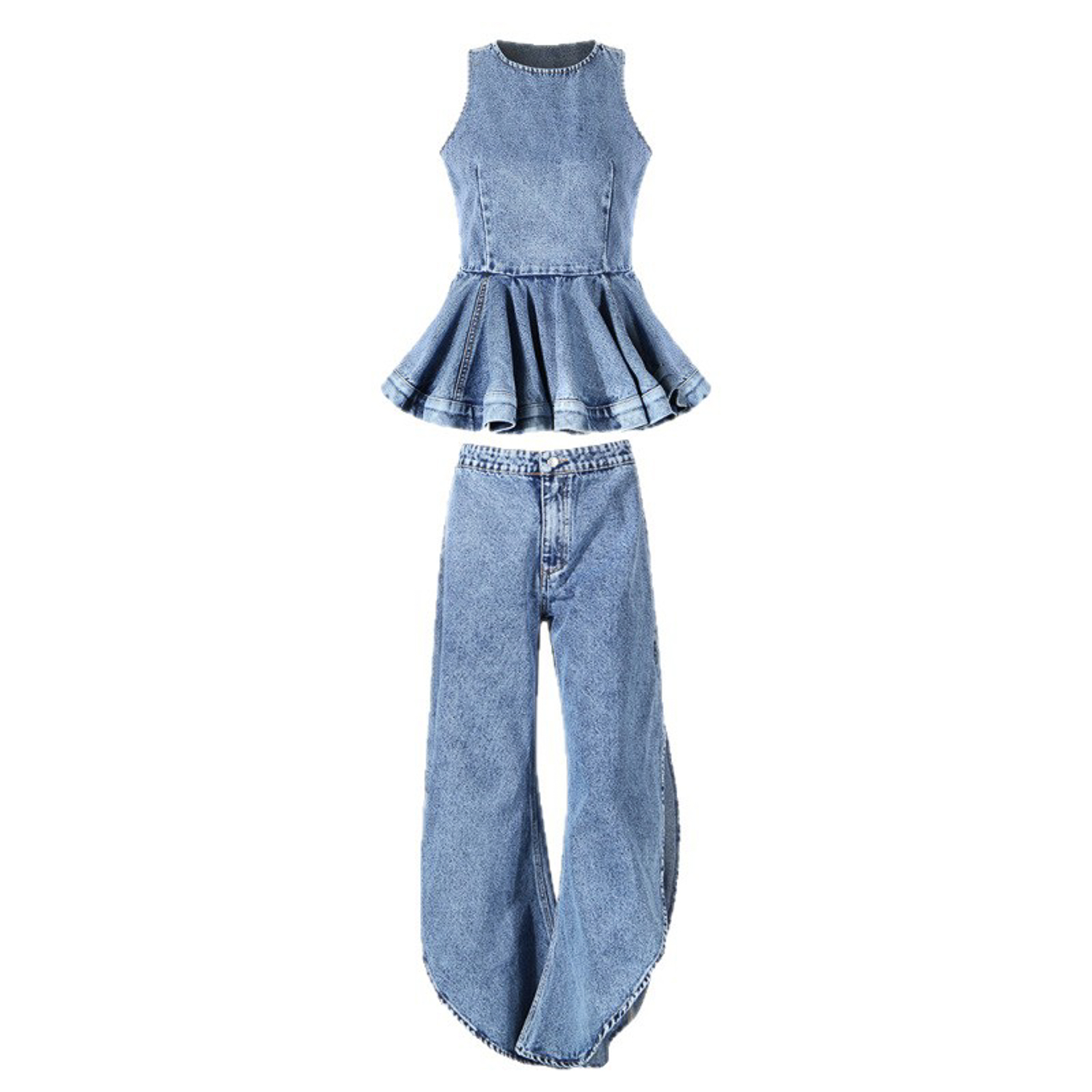 Y2K Women Denim Two Piece Outf - Matcha 评论和价格